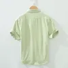 Summer's new men's solid-color short-sleeved shirt, loose, simple, trendy, casual, cool and artistic shirt jacket for men Application Scenario